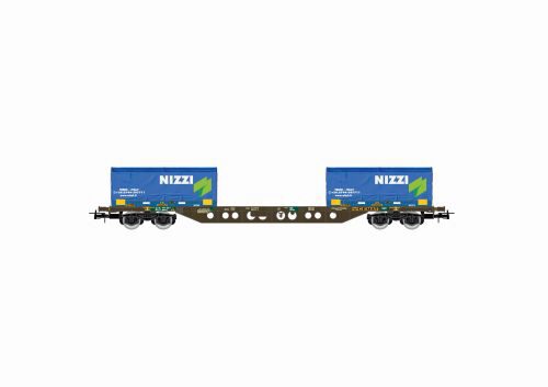 Rivarossi HR6615 FS 4-achsiger Containertragwagen Sgnss mit 2x 20 coil container NIZZI